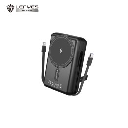 Lenyes PX274D 20000mAh 3-in-1 Power Bank with 15W Magnetic Charging and Integrated Cables