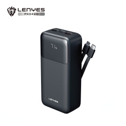Power Bank Lenyes PX342D 30000mAh | 22.5W Fast Charging | Cables Integrados | Pantalla Digital Inteligente