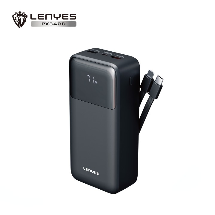 Power Bank Lenyes PX342D 30000mAh | 22.5W Fast Charging | Cables Integrados | Pantalla Digital Inteligente