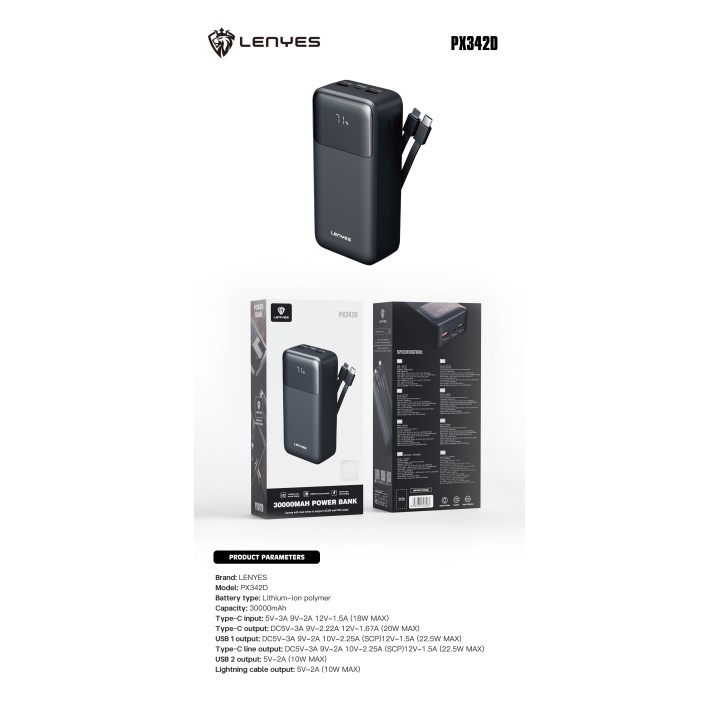 Power Bank Lenyes PX342D – 30000mAh
