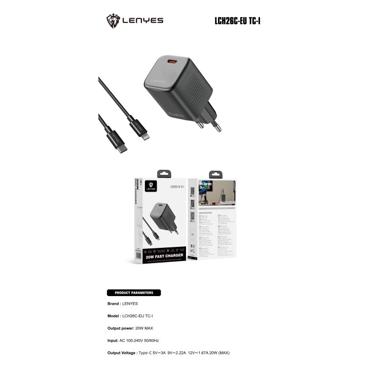 Cargador Lenyes LCH26C TC-I – Kit LCH26C - TC-I de 20W