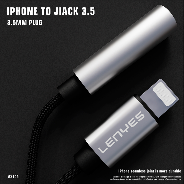 Adaptador de Audio Lenyes AX105 – Lightning a Jack 3.5mm Aux