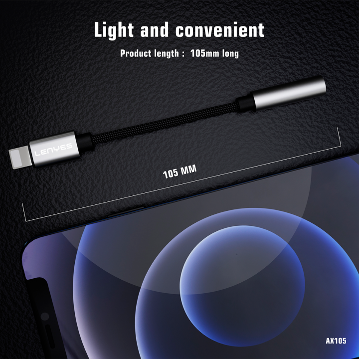 Adaptador de Audio Lenyes AX105 – Lightning a Jack 3.5mm Aux