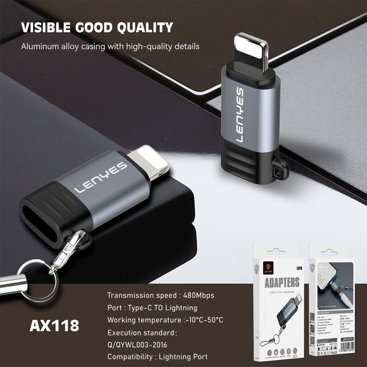Adaptador OTG Lenyes AX118 – USB Tipo C a Lightning