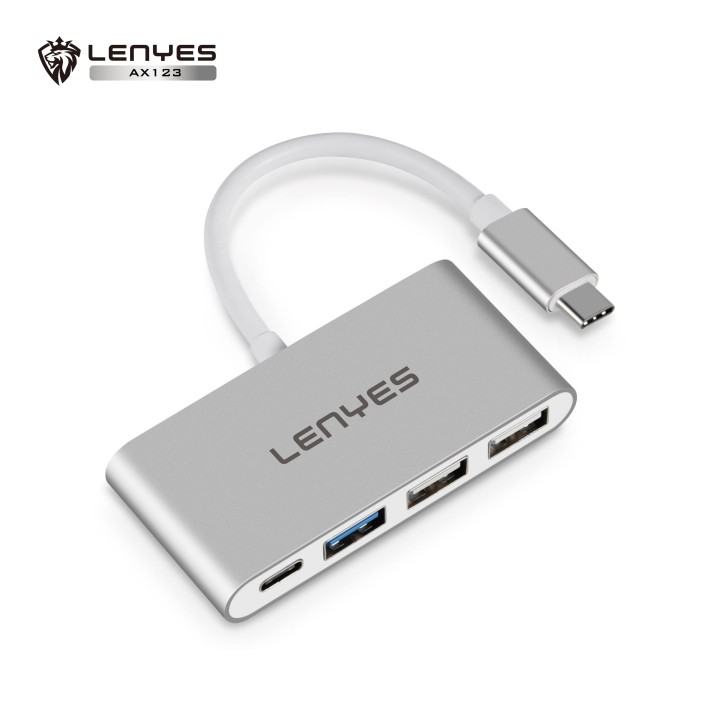 Hub USB-C Lenyes AX123 – 4 en 1 – USB 3.0 de Alta Velocidad, Doble