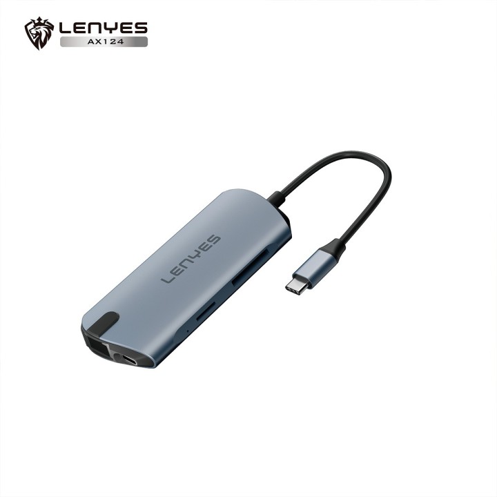 Adaptador Multipuesto Lenyes AX124 – Hub USB-C 8 en 1 – Estación