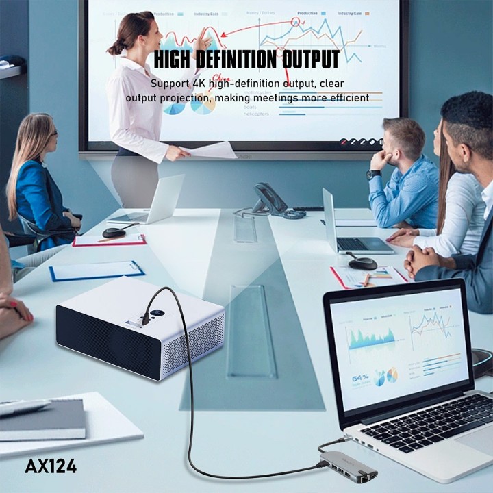Adaptador Multipuesto Lenyes AX124 – Hub USB-C 8 en 1 – Estación