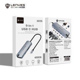 Hub USB-C Lenyes AX125 – 9 en 1 – Estación de Acoplamiento con 4K