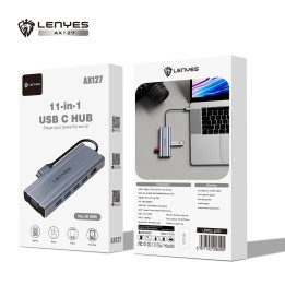 Hub USB-C Lenyes AX127 – 11 en 1 –Estación de Acoplamiento con 4K