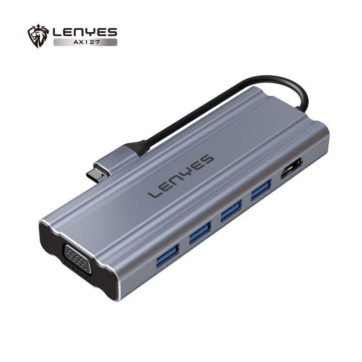 Hub USB-C Lenyes AX127 – 11 en 1 –Estación de Acoplamiento con 4K