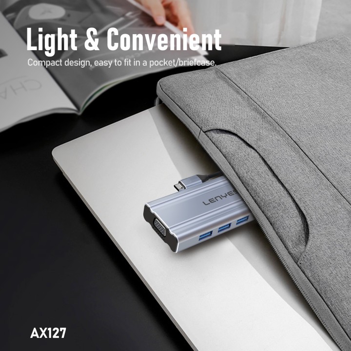 Hub USB-C Lenyes AX127 – 11 en 1 –Estación de Acoplamiento con 4K