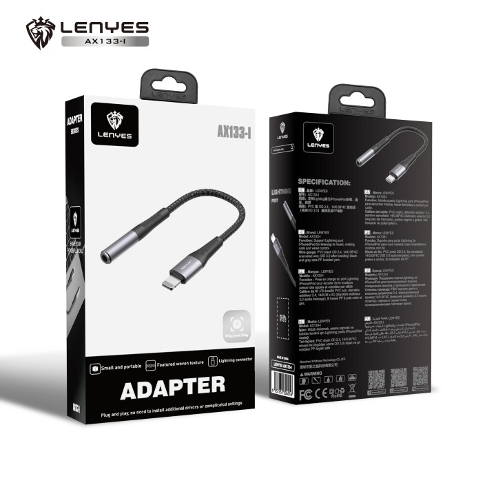 Adaptador de Audio Lenyes AX133i – AX133-I Lightning a Jack 3.5mm