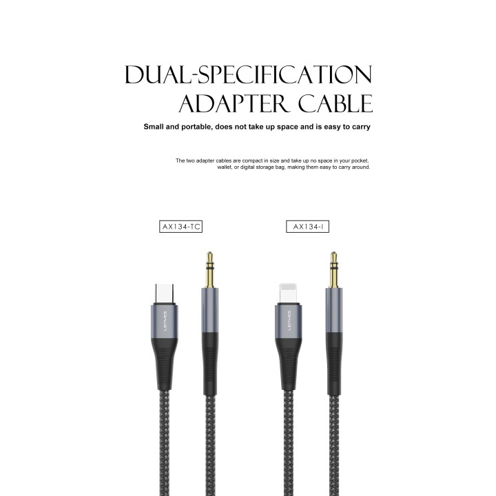 Cable Adaptador de Audio Lenyes AX134-TC – Tipo C a Jack 3.5mm