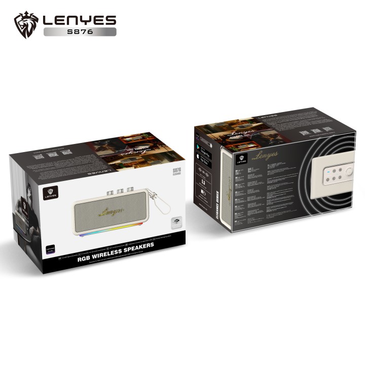 Altavoz Bluetooth Lenyes S876 Elegance Beige – V5.3 90W Peak
