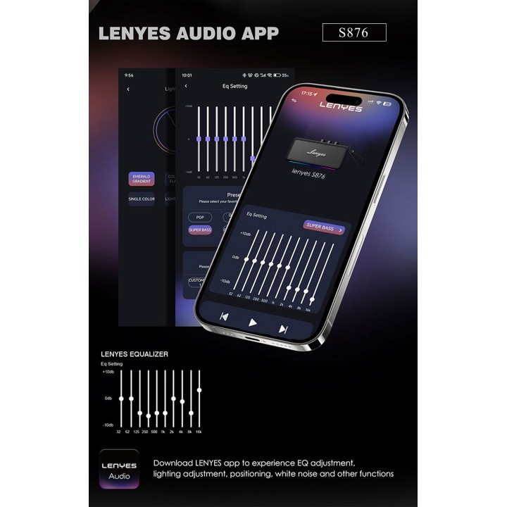 Altavoz Bluetooth Lenyes S876 Elegance Negro – V5.3 90W Peak