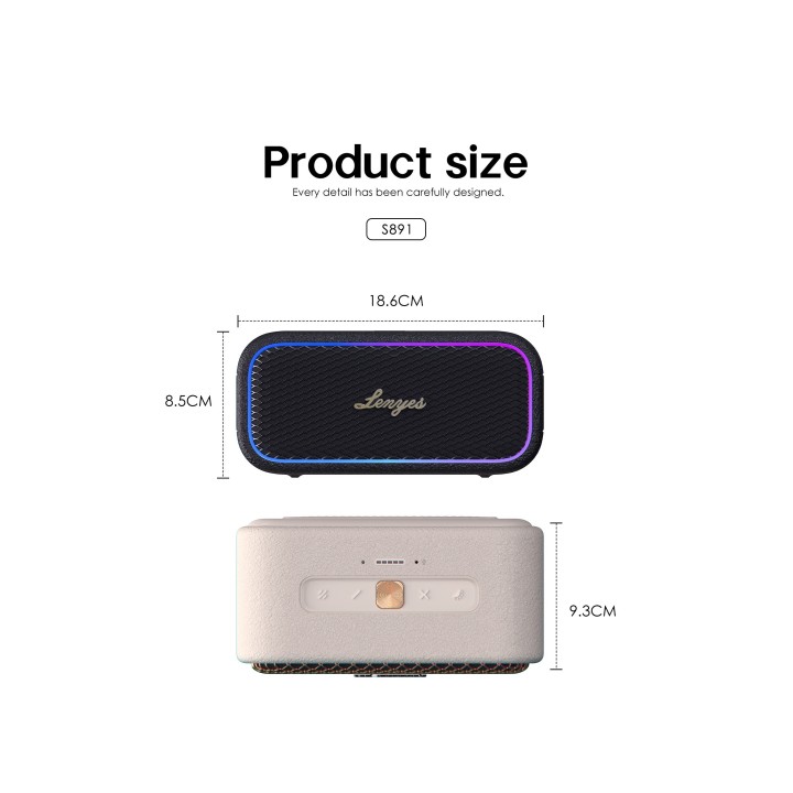 Altavoz Bluetooth Lenyes S891 Beige – V5.3 80W Peak