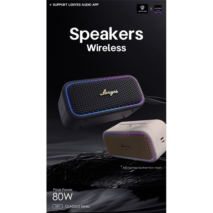 Altavoz Bluetooth Lenyes S891 Beige – V5.3 80W Peak