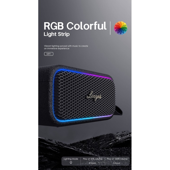Altavoz Bluetooth Lenyes S891 Classics Negro – V5.3 80W Peak