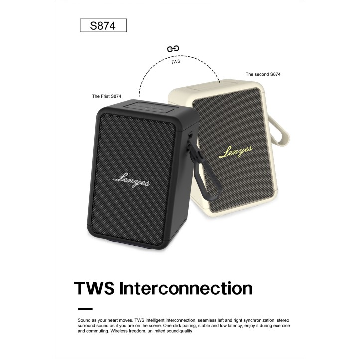 Altavoz Bluetooth Lenyes S874 Elegance Negro – V5.3 15W