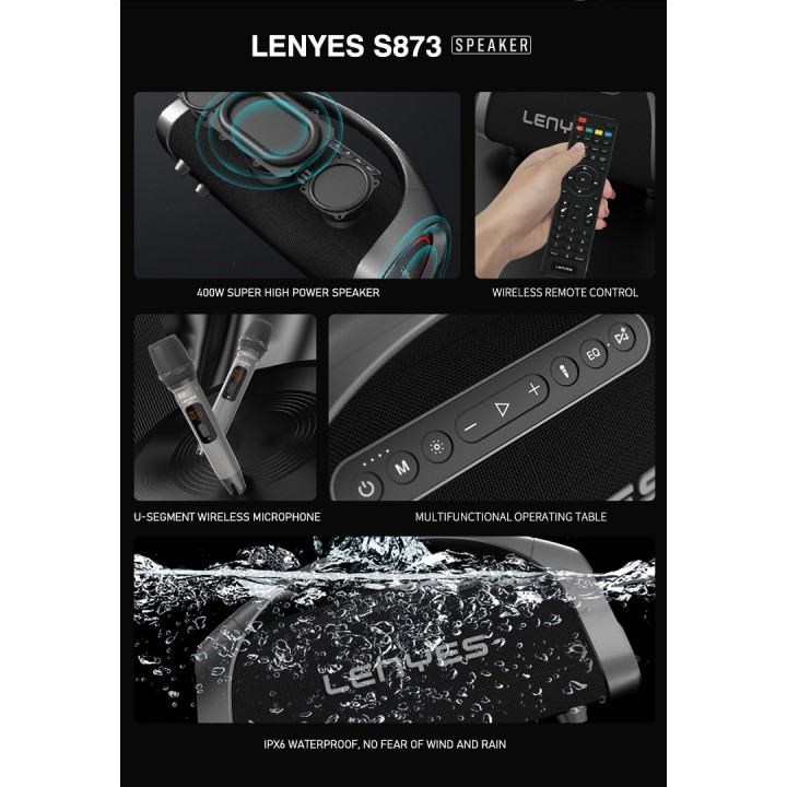 Altavoz Profesional Lenyes S873 Negro – 400W