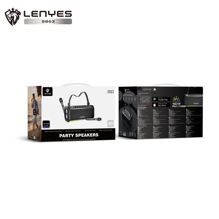 Altavoz para fiestas Lenyes S863 – Altavoz Bluetooth V5.3 160W Peak