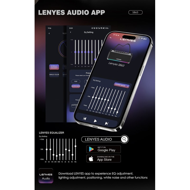 Altavoz para fiestas Lenyes S863 – Altavoz Bluetooth V5.3 160W Peak