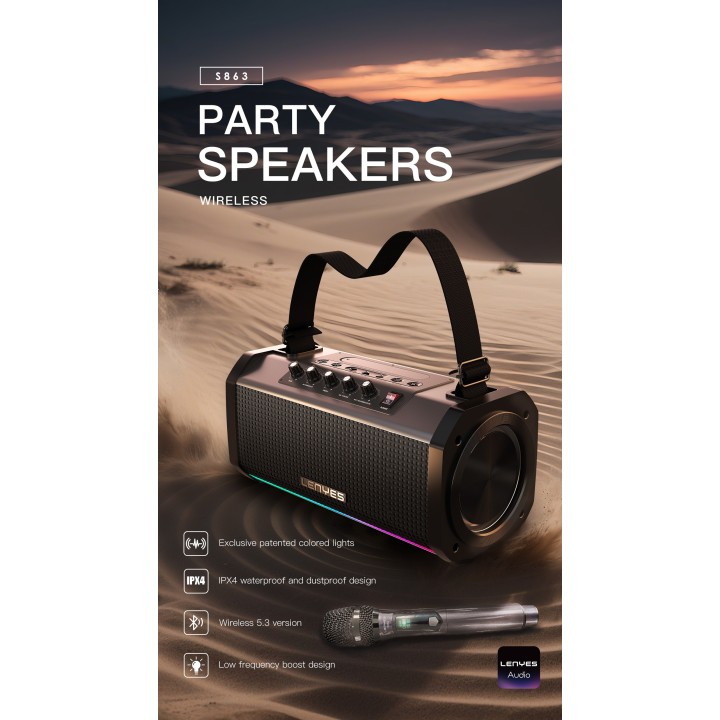 Altavoz para fiestas Lenyes S863 – Altavoz Bluetooth V5.3 160W Peak