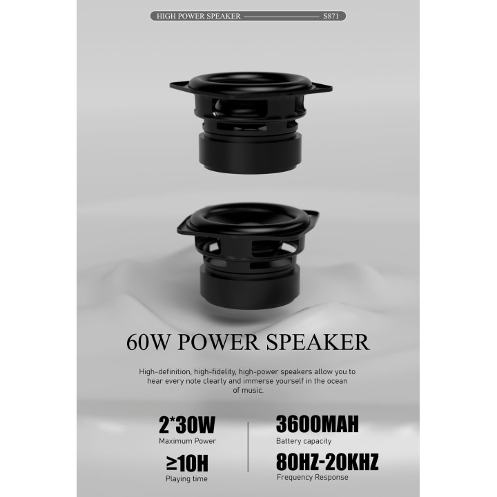 Altavoz Bluetooth Lenyes S871 Wild Series – V5.3 60W