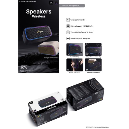 Lenyes S891 al por Mayor - Altavoz Bluetooth 80W Alta Gama | WePhone