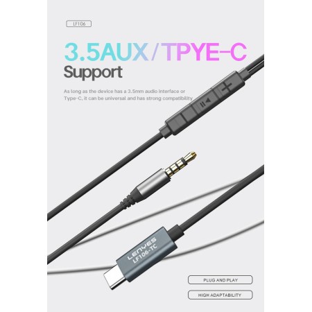 Lenyes LF106-TC al por Mayor - Auriculares Tipo-C Compactos | WePhone