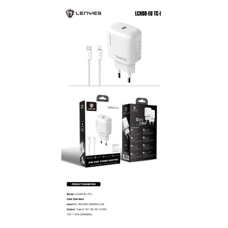 Lenyes LCH90 GaN 20W Pack iPhone al por Mayor | WePhone