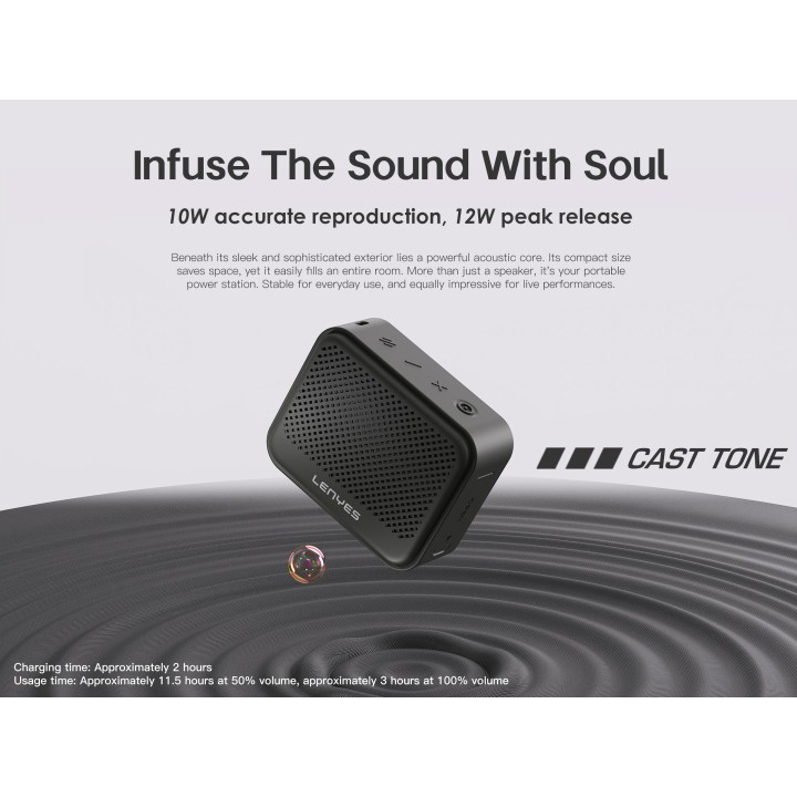 Altavoz Bluetooth Lenyes CastTone – 12W Ultra-Portátil