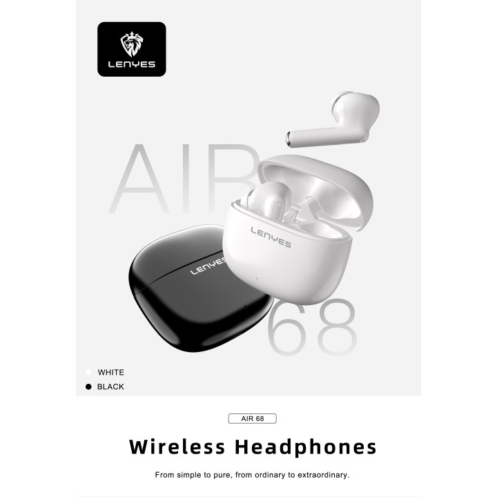 Auriculares TWS Lenyes Air 68 Blanco – Premium TWS