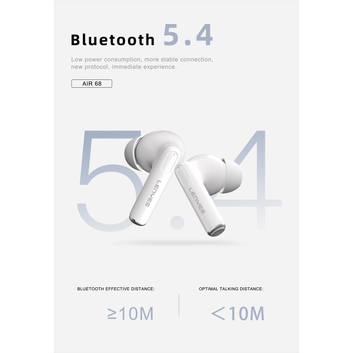 Auriculares TWS Lenyes Air 68 Blanco – Premium TWS