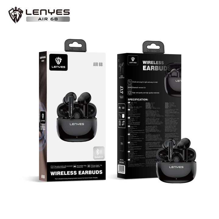 Auriculares TWS Lenyes Air 68 Negro – Premium TWS