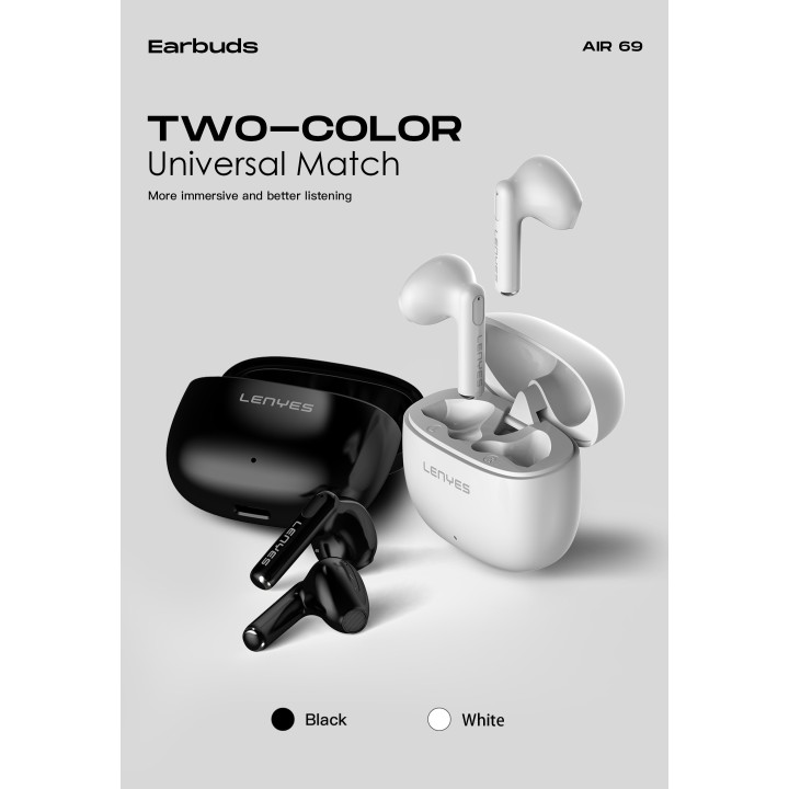Auriculares TWS Lenyes Air 69 Blanco – Elite TWS