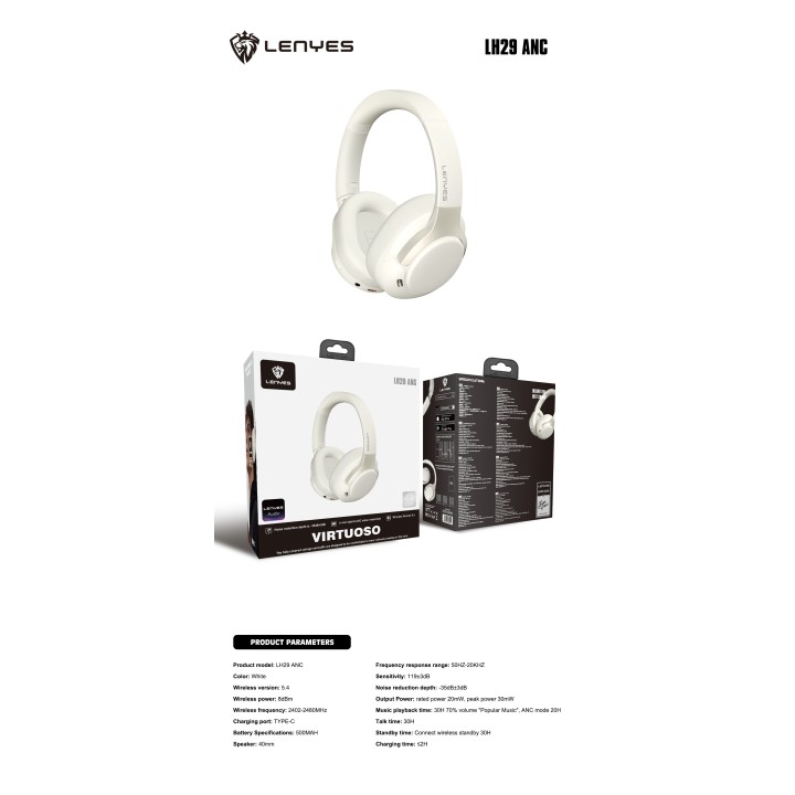 Auriculares de diadema Lenyes LH29ANC Blanco – Cascos Bluetooth