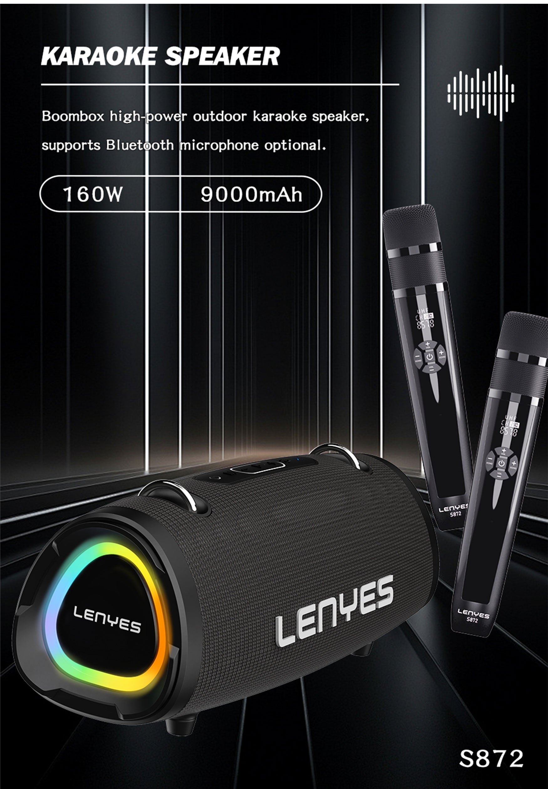 LENYES S872 Altavoz Bluetooth Portátil IPX6 TWS Compacto Negro