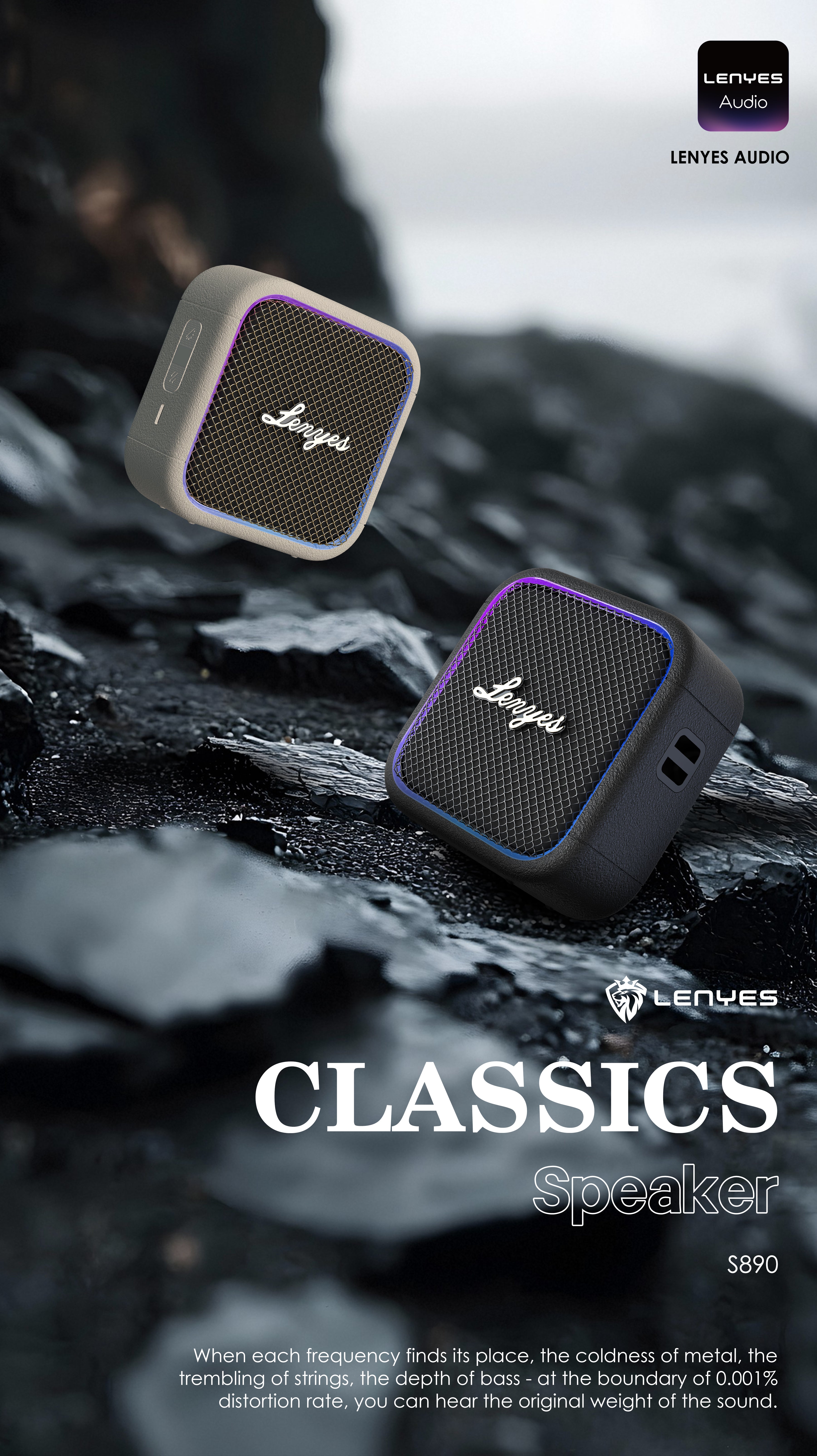 LENYES S890 Altavoz Bluetooth Potente IPX6 TWS 15 Horas Negro