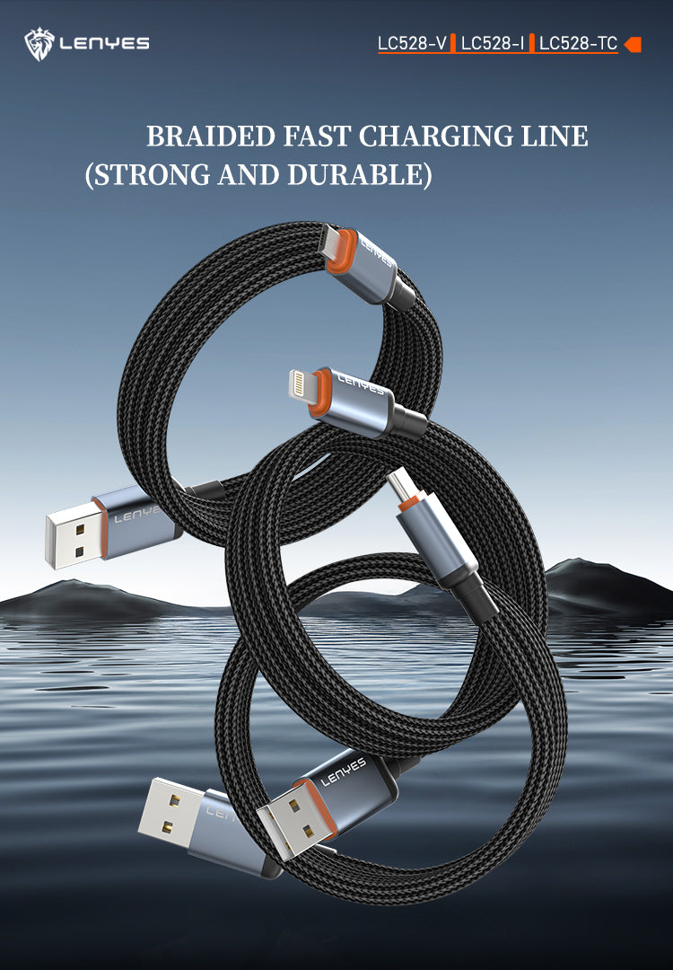 LENYES LC528TC-TC Cable de Carga Rápida USB-C a USB-C 60W