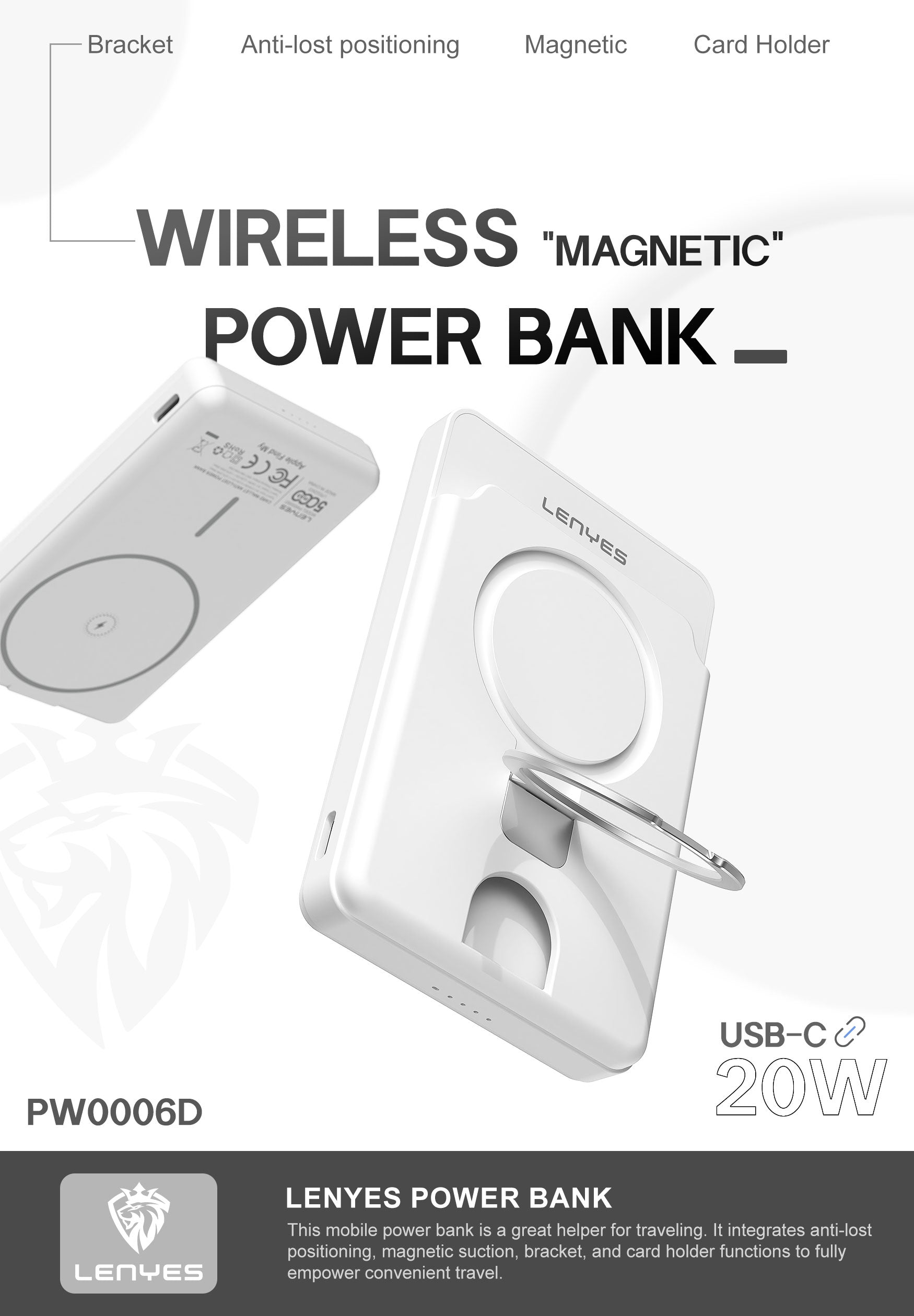 Powerbank 5.000mAH Magnetico PW0006D WHITE