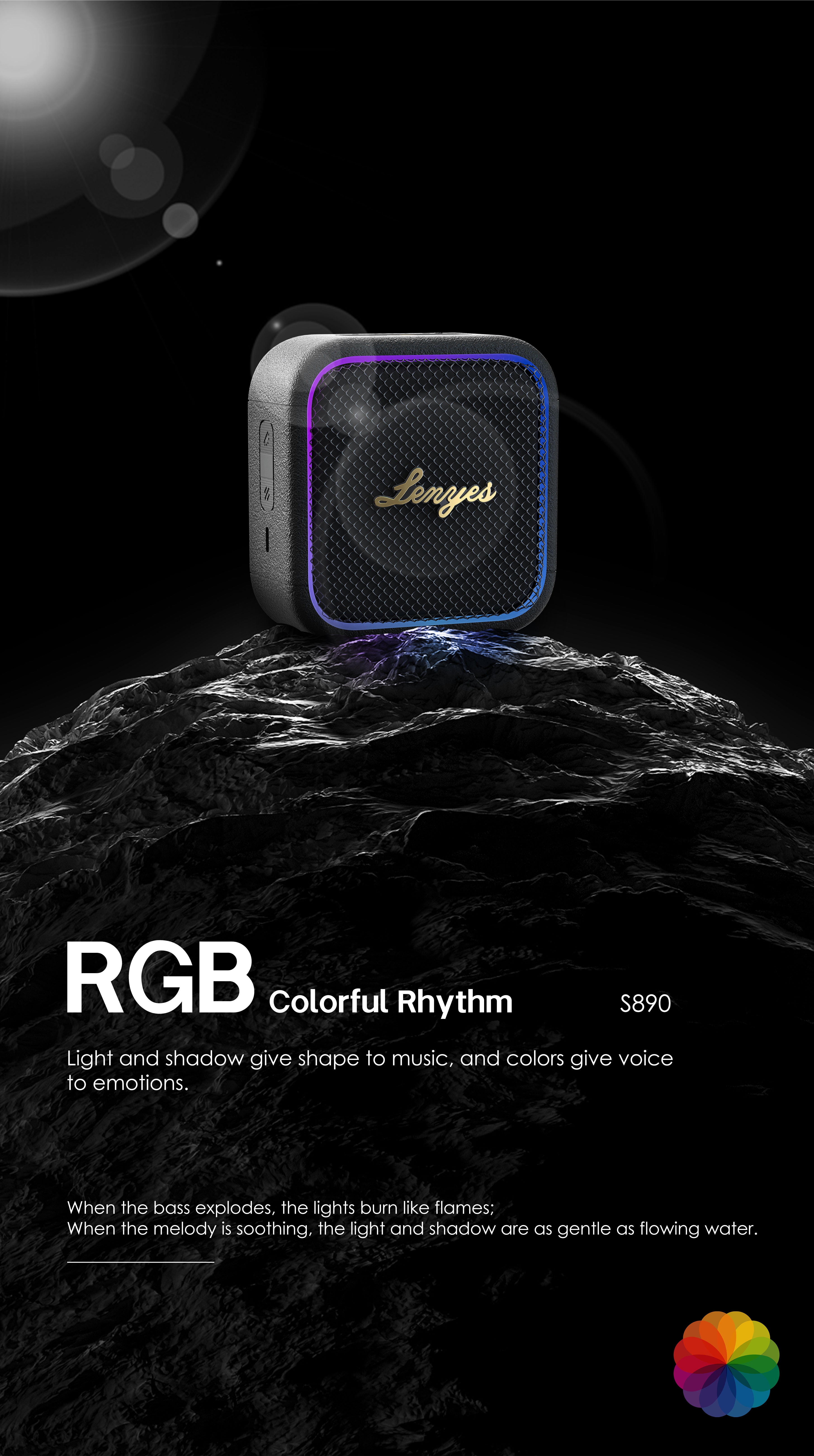 LENYES S890 Altavoz Bluetooth Potente IPX6 TWS 15 Horas Negro