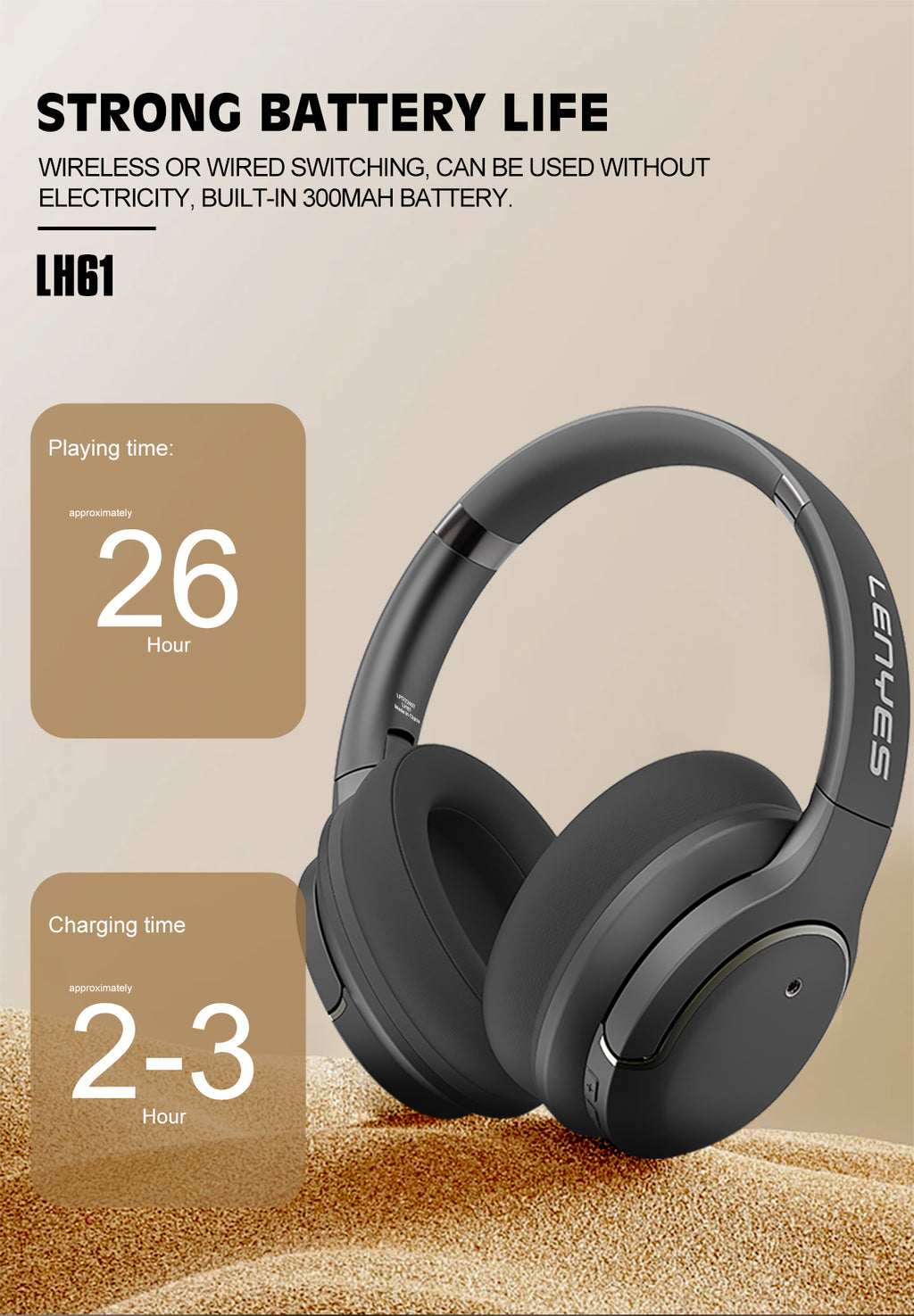 LENYES LH61 Auriculares Bluetooth 40mm Plegables Dual Modo Negro