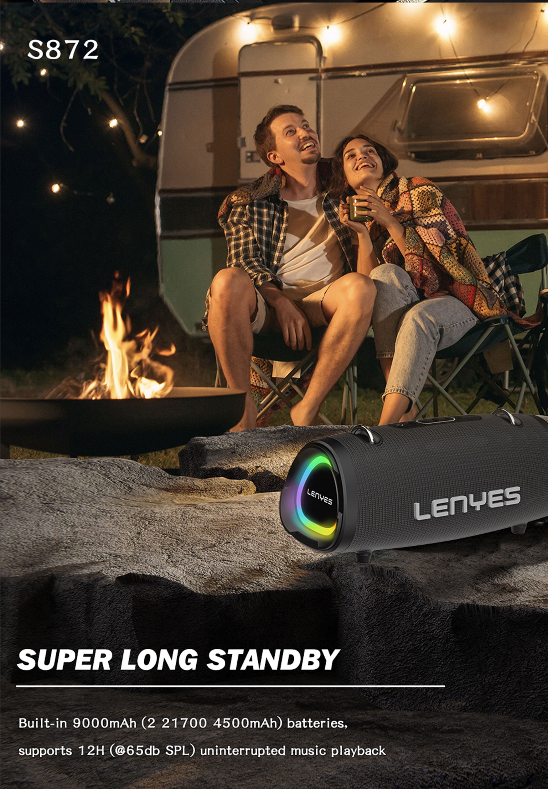LENYES S872 Altavoz Bluetooth Portátil IPX6 TWS Compacto Negro