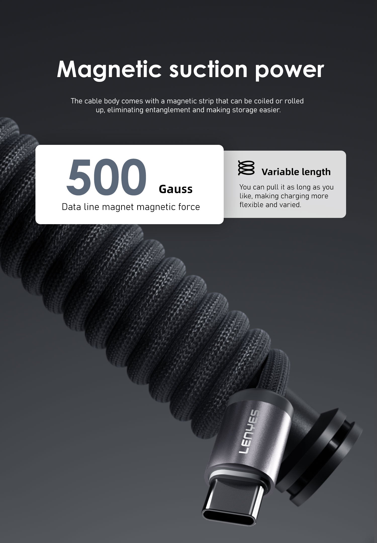 Cable Magnético 60W Lenyes LC527 Type-C