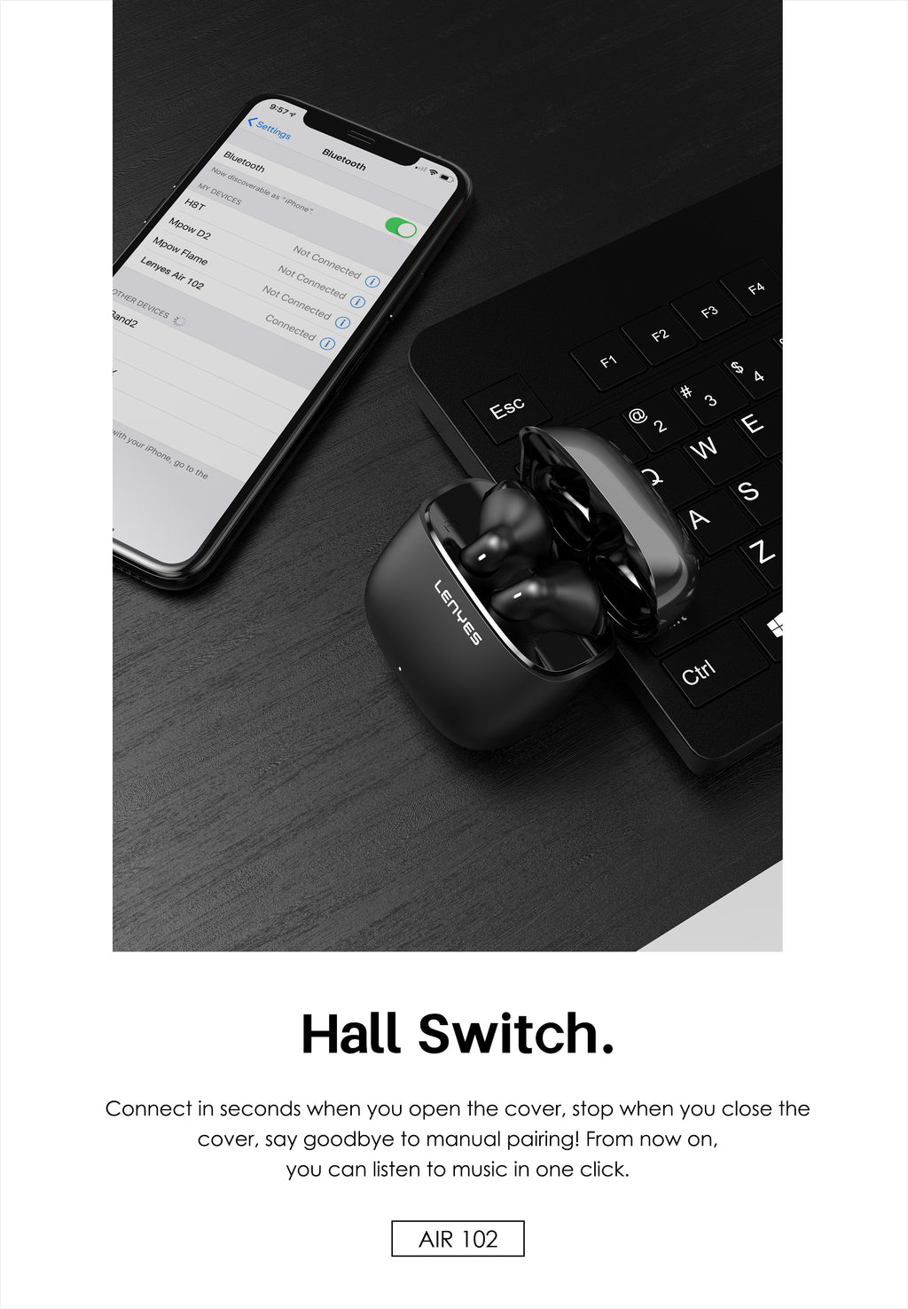 LENYES Air 102 Auriculares Bluetooth TWS con Carga Rápida y App Lenyes Audio