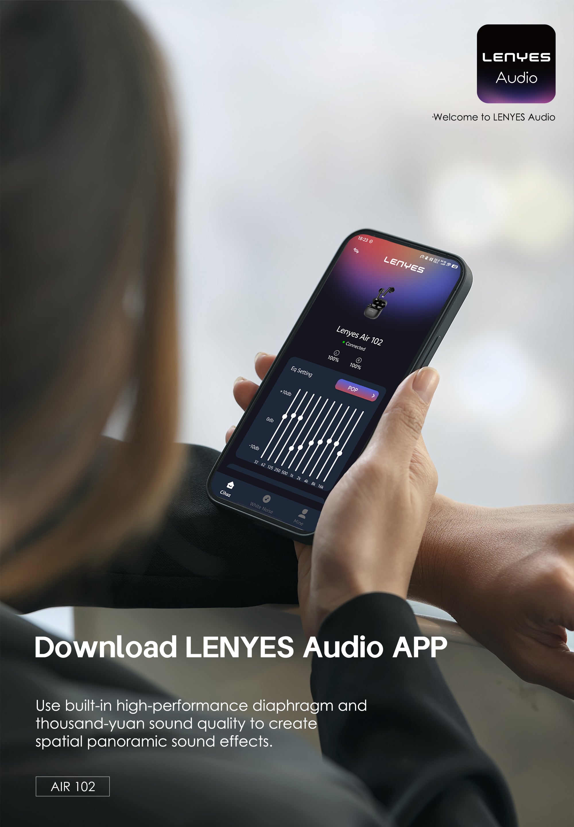 LENYES Air 102 Auriculares Bluetooth TWS con Carga Rápida y App Lenyes Audio