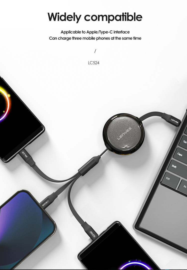 Cable Retráctil 3 en 1 - 60W LENYES LC524