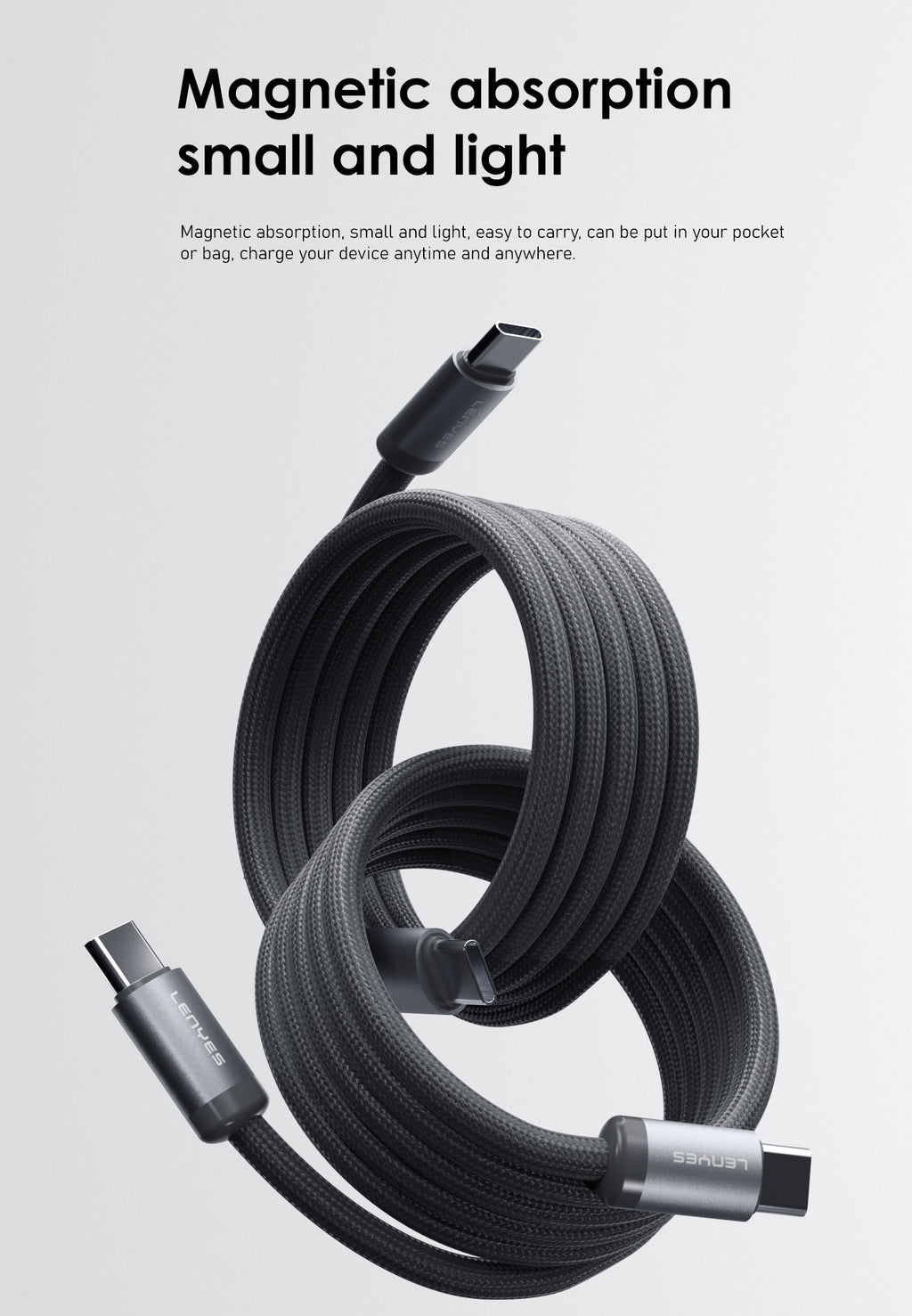 Cable Magnético 60W Lenyes LC527 Type-C