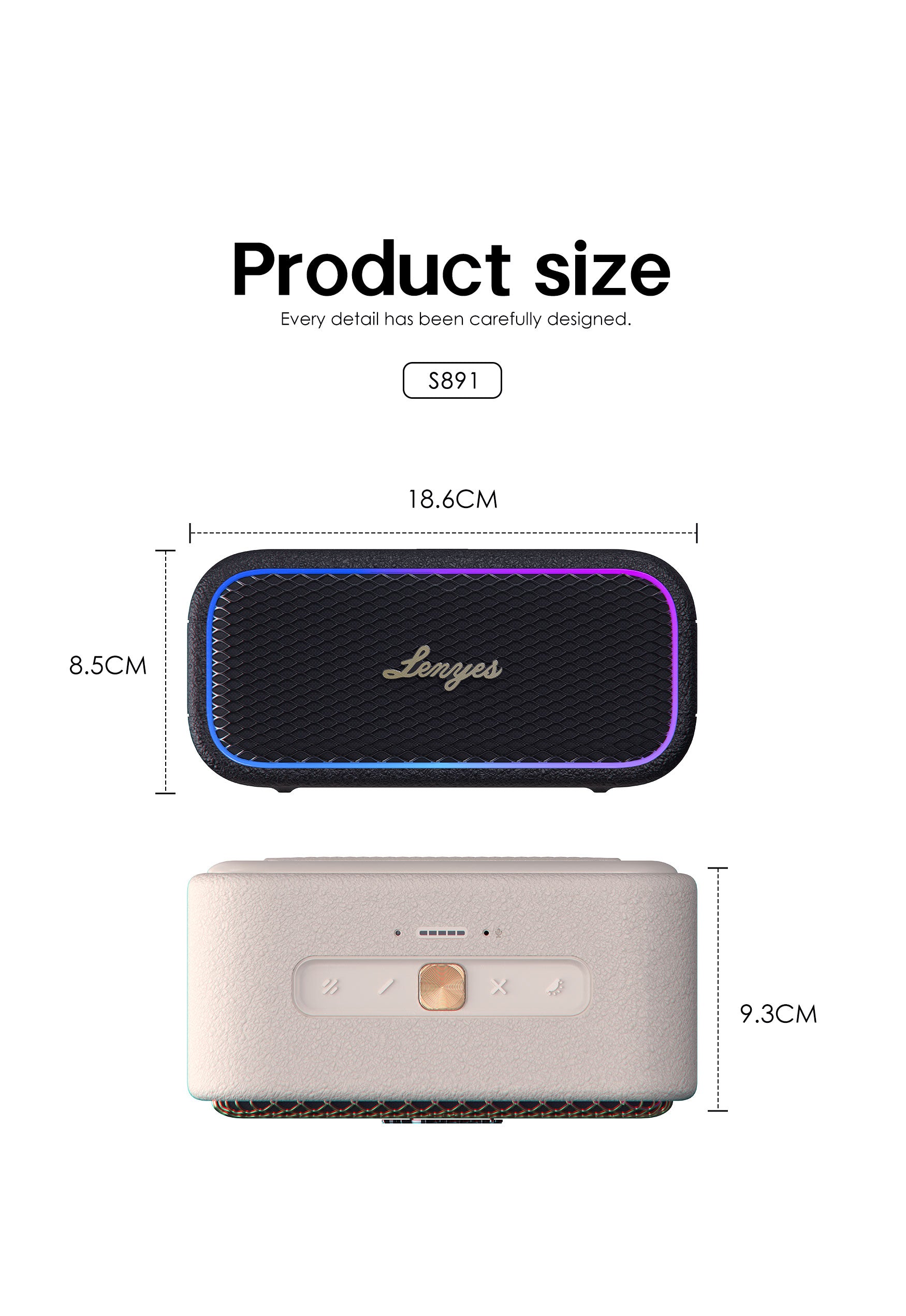 LENYES S891 Altavoz Bluetooth Potencia Extrema IPX6 TWS 15 Horas Blanco